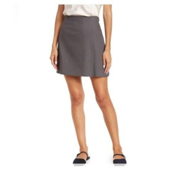 THEORY Skirt Womens 10 Grey High Waist Greystone Texture Stretch Miniskirt New - Picture 1 of 12